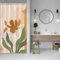 ASDCXZ Rideau de douche, style bohème, 120 x 200 cm, moderne, art abstrait, marron, fleurs, vert, feuilles, beige, lavable, étroit, en polyester, imperméable, pour baignoire, avec 8 crochets, pour