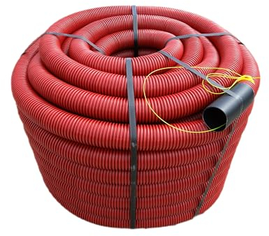 Unterirdisches Wellrohr Rot M50 mm Elektrorohr Einzugshilfe Erde 25M 50M Leerrohr (50mm 50m)