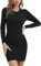 Gyabnw Jumper Dress for Women Crew Neck Sweater Dress Winter Chunky Cable Knit Long Sleeve Bodycon Dress Ladies Elegant Knitwear Mini Casual Dress Black