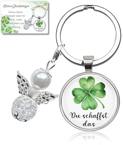 Schlüsselanhänger Kleeblatt Glücksbringer, Mutmacher Geschenk Viel Glück Geschenke zur Einschulung Junge Mädchen, Du Schaffst Das Geschenk Glücksbringer Schule Schulanfang, Ideen Schultütenfüllung