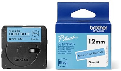 Brother Original Btag-L31 Schriftband 12 mm, 4 m lang, schwarz/blau