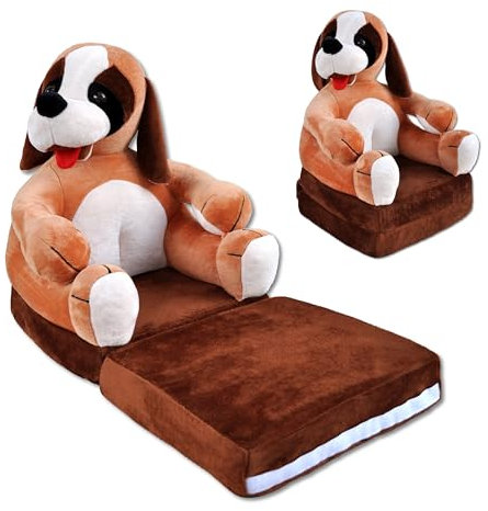 nana shop Kindersessel, Mini-Sessel, Kinderstuhl, Kindersofa Aufklappen 2 in 1, Kuschelsessel, Ausklappbar Kinder Sofa für Kinderzimmer (Hund)