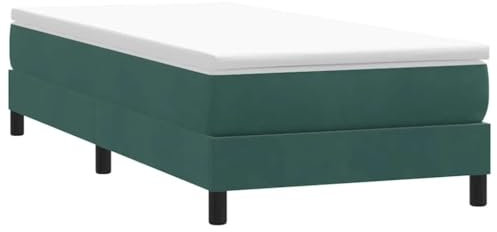 vidaXL Boxspringbett ohne Matratze Dunkelgrün 90x220 cm Samt, Bett, Bettgestell, Einzelbett, Schlafzimmermöbel, Bettrahmen, Samtbett, Polsterbett