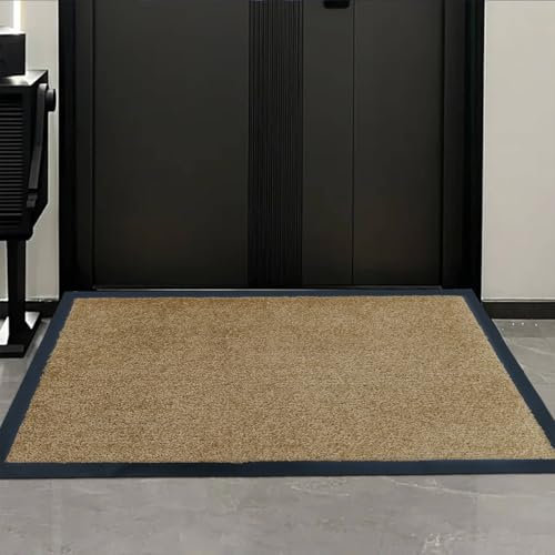 PHP Plain Twist Rubber Door Mat Outdoor Waterproof Floor Mat - Heavy Duty PVC Non Slip Backing Dirt Trapper Doormats for Inside Use Barrier Mat for Front Door Mat (40 x 60 cm, Beige)