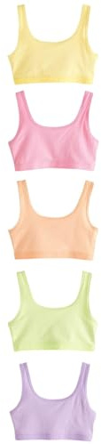 NEXT Mädchen Kurzes Top mit U-Ausschnitt, 5er-Pack Multi Pastell 110-116