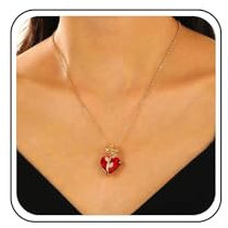 Cybche Gothic Rose Cuore Collana Ciondolo Cuore Rosso Collana di cristallo Choker Rosso Amore a forma di strass CZ Collane Fiore Oro Rosa Fiore Clavicola Catena Gioielli per le donne