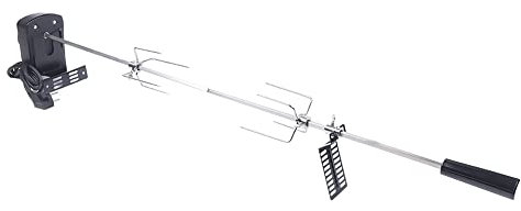 Malkoaswe 80cm Elektrischer BBQ Grillspieß | Edelstahl-Motor Drehspieß | Passend für Gas- & Holzkohlegrill | Rotisserie-Set mit Feuerschale | Vollständiges Grillzubehör