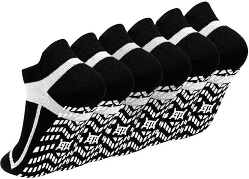 ZAKASA Rutschfeste Yoga Stoppersocken Herren: Anti Rutsch Pilates Socken with Grip Baumwolle Füßlinge Nahtloses für Trampolin Gymnastik Gym EU 39-42 Schwarz 3 Paar
