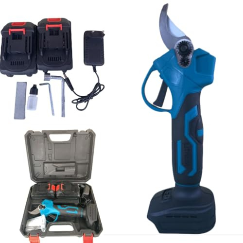 LIWEARE 30mm Akku astschere, mit 2 Stück 21V 2000mAh Akkus & Ersatzklingen Set，Elektrische Baumschere，Baumschere Astschneider，Gartenschere