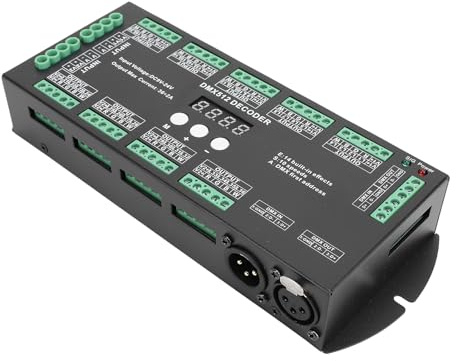 Luocute 36CH DMX RGBW LED Digitalanzeige Decoder, 3.46x1.50x8.62in DMX512 Controller 36CH 2A LED RGBW Multiple X Decoder -Controller mit Digitalanzeige für Strip Light