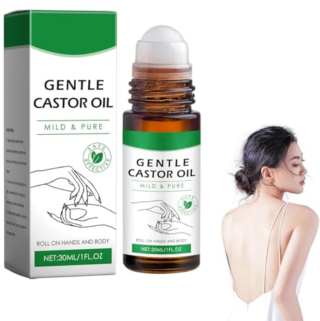 Bio-Gold-Rizinusöl-Roll-On, Rizinusöl-Rosenquarz-Roll-On für Körper und Haar