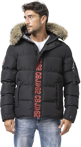 Cipo & Baxx Herren New Mantel Series – Stylische Winterjacke im modernen Design mit warmem Innenfutter, abnehmbarer Kapuze und funktionalen Details für kalte Tage