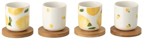 J-Line Tasse Zitrone - Keramik - weiß/gelb - 4er-Set