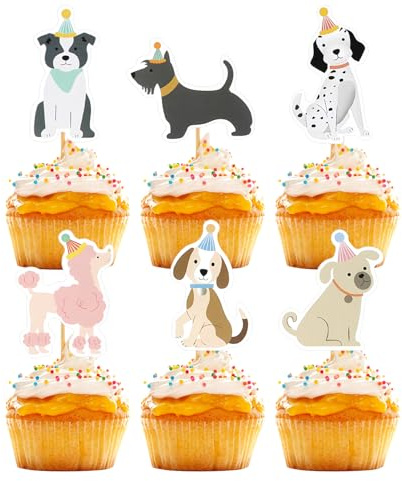 36 Stück Hund Muffin Deko, Kuchendeko, Tortendeko für Cupcake, Geburtstagskuchen, Dekoration für Hund Themen Party