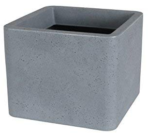 greemotion Pflanzkübel Lea in Grau-Zementoptik - Blumentopf eckig - Pflanzgefäß 30x30cm - Blumenkübel Kunststoff - Pflanztopf Erdvolumen 15L - Pflanzkasten wasserdicht - Garten-Zubehör UV-beständig