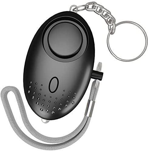 Schrillalarm für Frauen, Selbstverteidigung Taschenalarm - 150dB Sehr Lauter Persönlicher Panikalarm - Sicherheit Schlüsselanhänger, Sirene - Alarm für Frauen mit Taschenlampe (Schwarz)