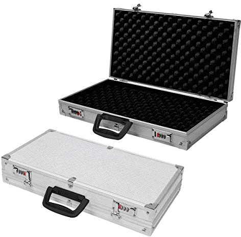 COSTWAY Custodia Dura in Alluminio per Armi | Valigetta per Pistole, Fucili con Serratura, 47 x 25 x 8,3 cm