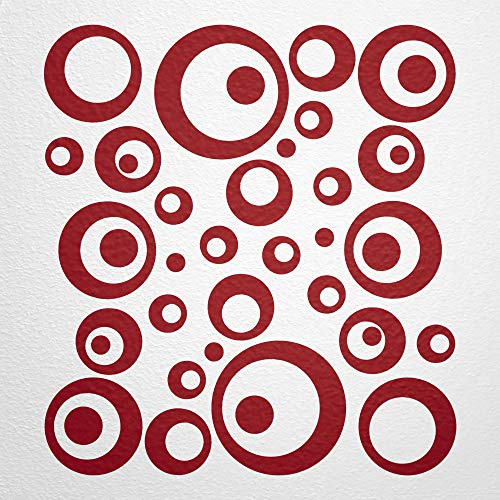 WANDfee Wandtattoo Kreise Punkte 50 FARBWUNSCH I dunkelrot I Wandaufkleber Aufkleber Kinderzimmer Fliesenaufkleber Badezimmer Küche