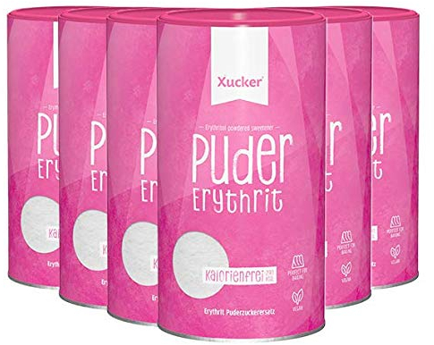 Xucker Puderxucker 600g aus Erythrit - kalorienfreier Puderzuckerersatz ohne Zucker, 6er Pack