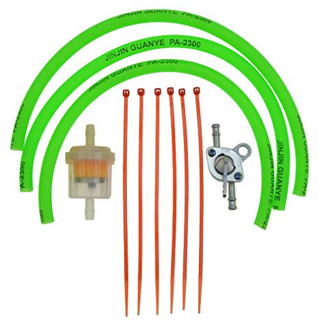 WOOSTAR Tubo de Combustible 4mm con Filtro Combustible Moto con Grifo Gasolina para Ciclomotor Scooter Dirt Pit Bike ATV Quad 4 Wheeler Verde