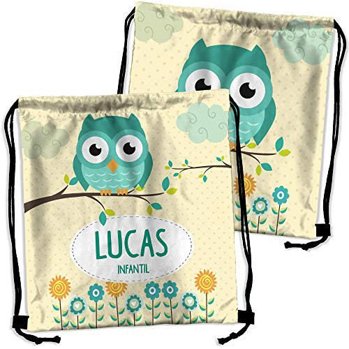 LolaPix Mochila de Cuerdas Infantil Personalizada con Nombre. Regalo Personalizado para niño y niña. Mochila de Cuerdas. Vuelta al Cole. Varios Diseños. Buho
