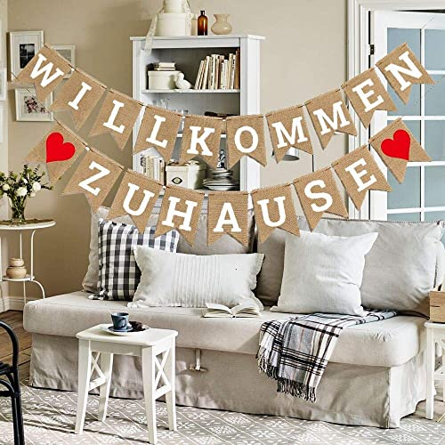 Anlising Willkommen Zuhause Banner für Einweihungsparty - Girlande für Familie Dekoration