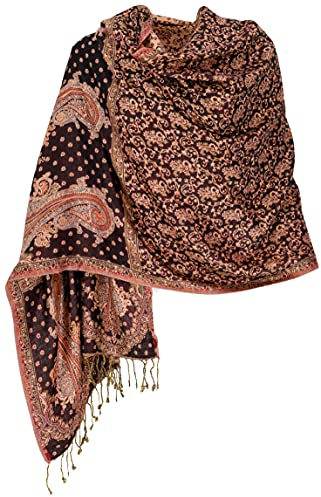 GURU SHOP Indischer Schal, Stola mit Paisley Muster, Schultertuch - Motiv 5, Herren/Damen, Synthetisch