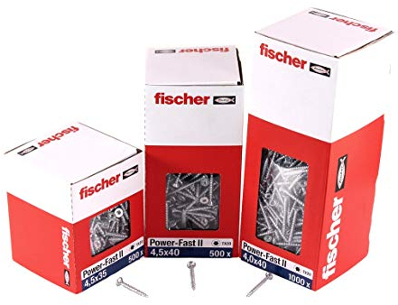 fischer PowerFast II PTF 3,0 x 16, Spanplattenschraube (200 Stk.) mit Vollgewinde, Pan Head mit Innenstern, Schraube für Holzverarbeitung, reduziert Einschraubwiderstand & Einschraubzeit