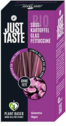 JUST TASTE – Lila Süßkartoffel Glas Fettuccine – Die neue BIO Gemüse Pasta – 250g