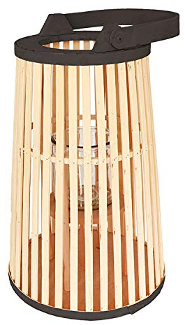 Große Bambus Laterne Holz Zylinder Gartenlaterne Windlicht Deko