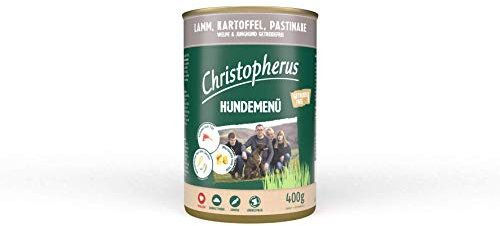 Christopherus Hundemenü Junior, Mit Lamm, Kartoffel, Pastinake, Vollnahrung für Welpen und Junghunde, Nassfutter, 6 x 400 g