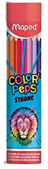 Maped Strong Color'Peps Buntstifte, 24 Stück, besonders robust und ergonomisch – Metallrohr