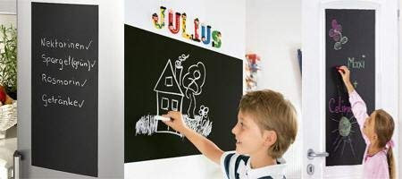 Selbstklebend Kreide Magnet-Tafel Folie I Verschiedene Größen | 1x weißer Kreidestift + 10er Set Magnete | Magnetfolie Ideal zum Schreiben & Anheften von Notizen (Schwarz, DIN A2 (42x59,4cm))