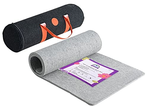Rdutuok 60 x 22 inches Wool Pressing Mat for Quilting Large Size New Zealand Wool Mat with Scissors, Tape,Felt Storage Case,Iron Rest pad and 40Pcs Sewing Pins