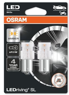 OSRAM LEDriving SL, LED Signal Lamps, Off-Road Only, Non ECE, Double Blister, Amber, P21W