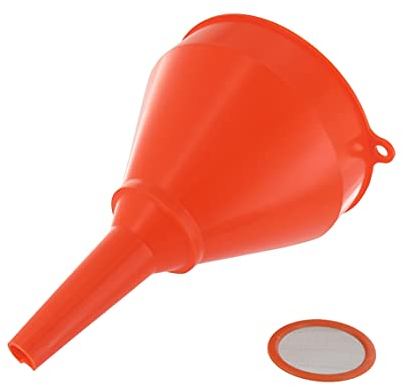 UNIVERSEL - Entonnoir En Plastique - Avec Filtre Amovible - Pour Bricolage Ou Mécanique - 145 mm - Rouge