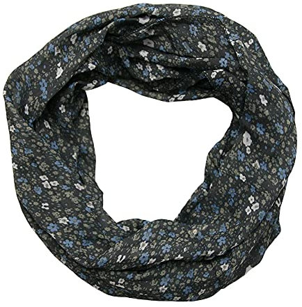 beybey leichtes Seidentuch für die elegante Dame mit wunderschönen Blumen Damen Seide Loop Schal (antrazit)