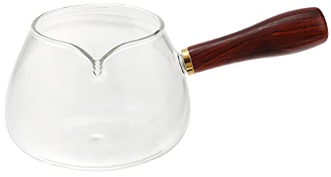 Yardwe Théière turque en verre avec poignée résistante à la chaleur - Transparent - Pour café, lait, chocolat, thé (350 ml)
