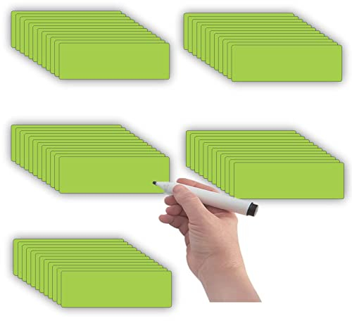 STTMGN Etiquetas magnéticas de borrado en seco (1 x 3 pulgadas, paquete de 60), etiquetas adhesivas con imanes, duraderas para aula, oficina, gabinete, pizarra, refrigerador, educación, hogar y más