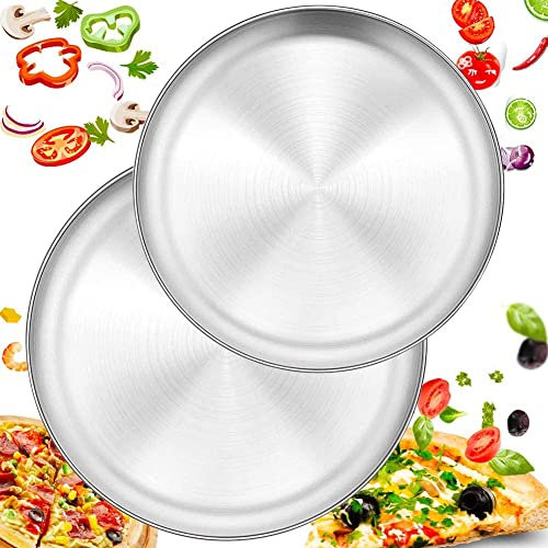 LATRAT Bandeja Redonda Molde Acero Inoxidable para Pizza, 23 cm17 cm, para Hornear en el Horno, Saludable y Duradero, Fácil de Limpiar y Apta para Lavavajillas