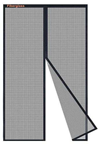 Risareyi Fiberglas Fliegengitter Balkontür 80x200cm, Schwarz Moskitonetz Tür Verstärkt Fliegengitter Tür Magnet Insektenschutz Balkontür Ohne Bohren für Haustür Terrassentür