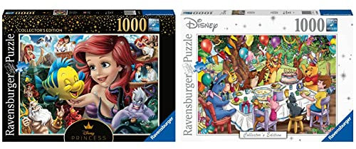 Ravensburger Disney Princess Heroines No.3 The Little Mermaid 1000 Piece Jigsaw Puzzle & Disney Collector's Edition Winnie the Pooh 1000 Piece Jigsaw Puzzles for Adults&Kids Age 12+