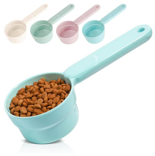 MSBC Melamine Pet Food Scoop,Water Food Measuring Cup for Dogs Cats Birds, Long Comfortable Handle, 1 Cup,Set of 1 Blue