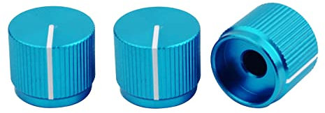 Guyker 3Pcs Guitar Aluminum Flat Top Control Knobs Dia. 6mm(0.24) Shaft Pots - Dome Tuning Potentiometer Knob Replacement Part for Electric Guitar or Precision Bass, blue