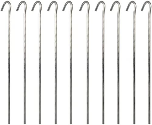 Invero Confezione da 10 picchetti per tenda da campeggio in metallo resistente – ganci resistenti in acciaio antiruggine – ideali per tende, recinzioni da giardino e rete, gazebo, decorazioni