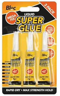 Yellow Liquid Super Glue, 3 Pack (3 grams) - Fast-Acting & Rapid Dry, Perfect for Small Household Repairs & Bonding Metal, Pottery, Wood, & More