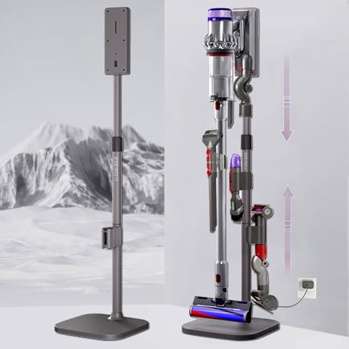 Vacuum Stand Holder For Dyson, Docking Station Accessories Storage Bracket,Adjustable Height No-Drilling Metal Organizer Rack ,For Dyson V7 V8 V10 V11 V15 Cordless Vacuum Cleaners Attachment (S2)