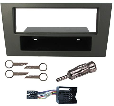 Leisure Direct Cd Radio Stereo Single Din Fascia Facia Panel Adaptor Surround with Iso Wiring harness & Aerial Adaptor Removal Keys Fitting Kit for Ford Mondeo 2003-2007