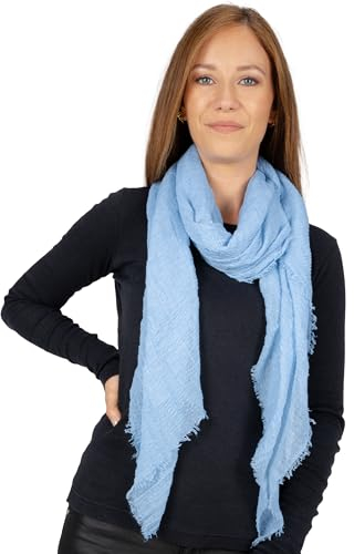 Lolus Dünner, leichter und weicher Uni Damen Schal in gewellter Struktur - Isabella (hellblau, One Size)