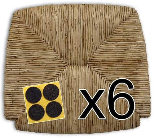 ArredaSì Ersatzsitz aus Stroh (SET 6 Stück - Modell 1212 R) für Küchenstuhl Modell Venezia + Filzgleiter (6)